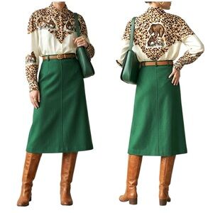 Vtg early 90s ESCADA Margaretha Ley pure silk grizzly bear leopard print blouse